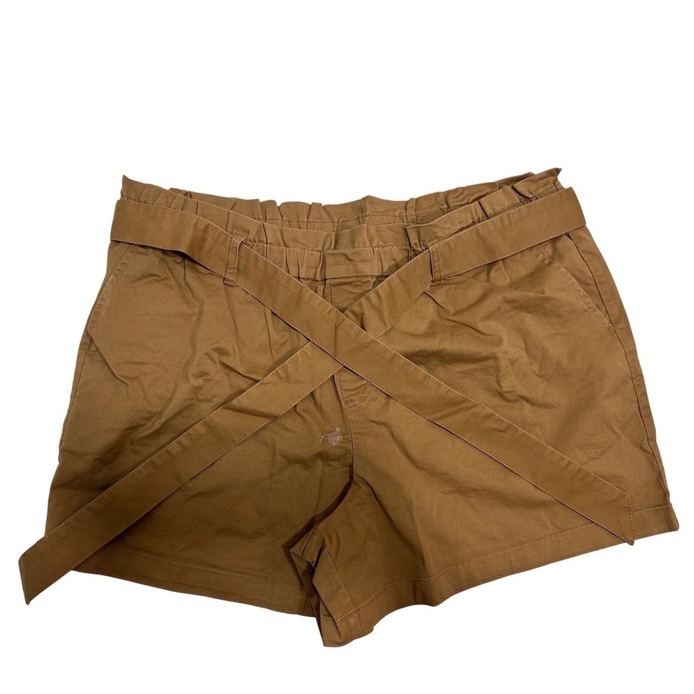 Candace Cameron Bure Desert Ochre Paperbag Waist Belted Shorts LP Petite Large